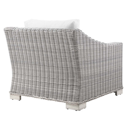 Connor Outdoor Patio Wicker Rattan Armchair in Light Gray
