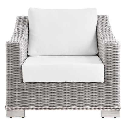 Connor Outdoor Patio Wicker Rattan Armchair in Light Gray