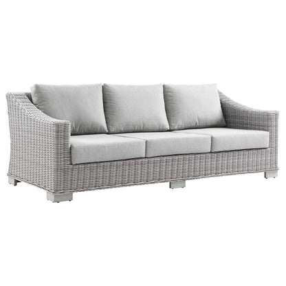 Connor Outdoor Patio Wicker Rattan Sofa in Light Gray