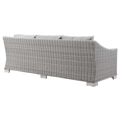 Connor Outdoor Patio Wicker Rattan Sofa in Light Gray