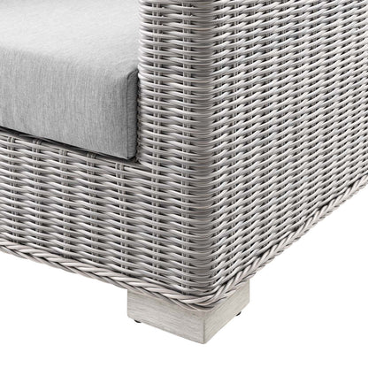 Connor Outdoor Patio Wicker Rattan Sofa in Light Gray