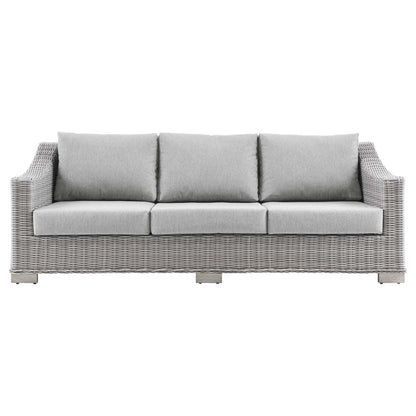 Connor Outdoor Patio Wicker Rattan Sofa in Light Gray