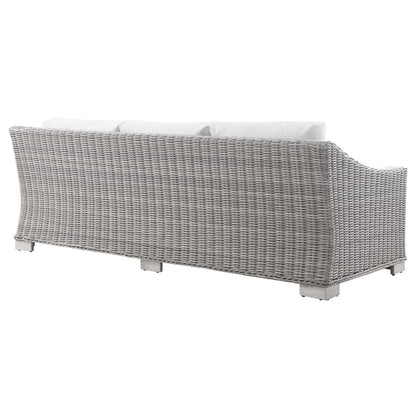 Connor Outdoor Patio Wicker Rattan Sofa in Light Gray