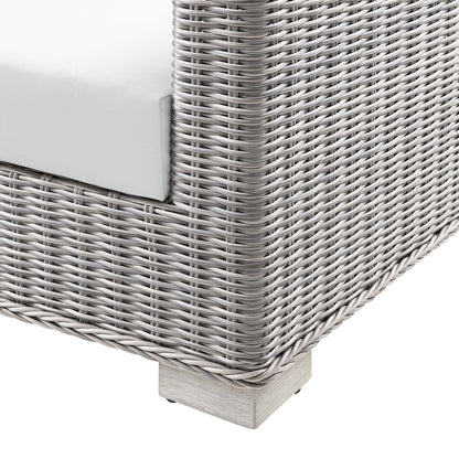 Connor Outdoor Patio Wicker Rattan Sofa in Light Gray