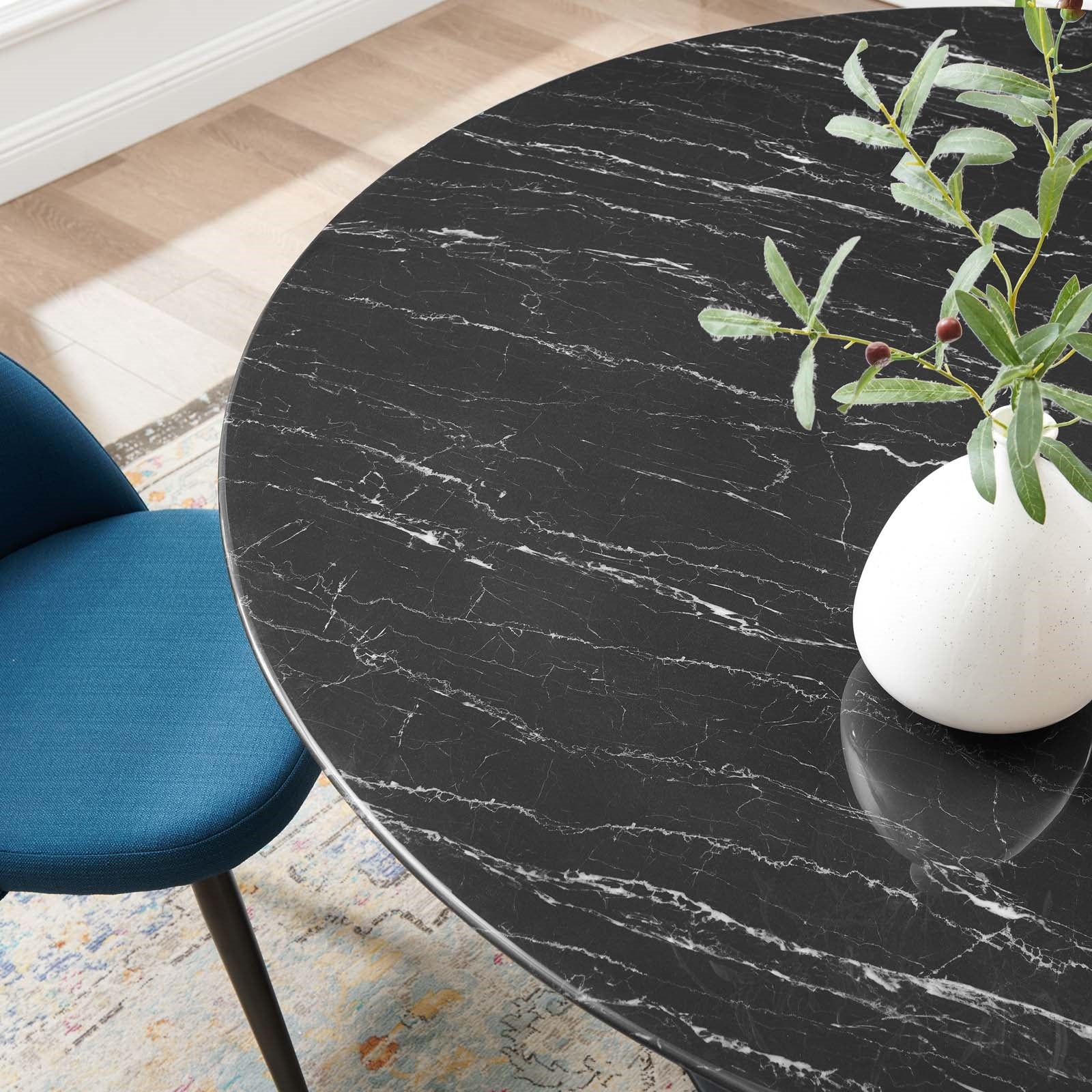 Tulip 60" Black Artificial Marble Dining Table