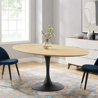 Tulip Style 78" Black Natural Oval Dining Table