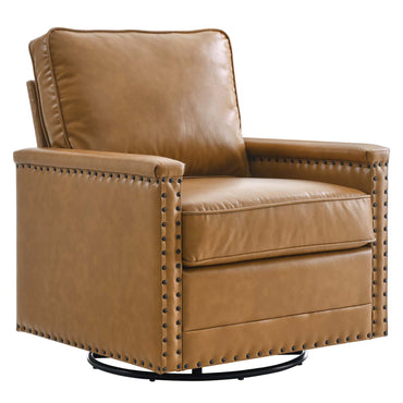 Cassius Vegan Leather Swivel Chair in Tan