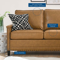 Cassius Vegan Leather Sectional Sofa in Tan