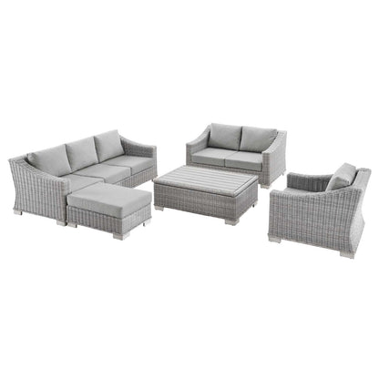 Connor 5-Piece Outdoor Patio Wicker Rattan Furniture Set in Light Gray