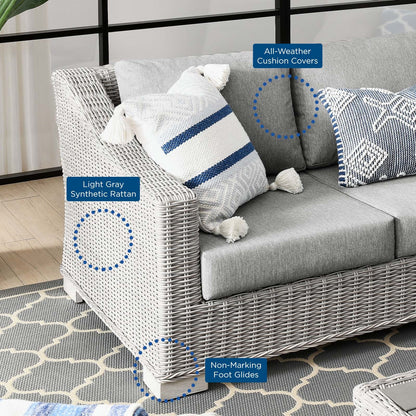 Connor 5-Piece Outdoor Patio Wicker Rattan Furniture Set in Light Gray