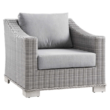 Connor 5-Piece Outdoor Patio Wicker Rattan Furniture Set in Light Gray