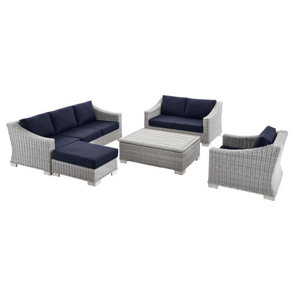 Connor 5-Piece Outdoor Patio Wicker Rattan Furniture Set in Light Gray