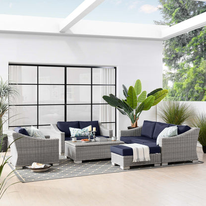 Connor 5-Piece Outdoor Patio Wicker Rattan Furniture Set in Light Gray