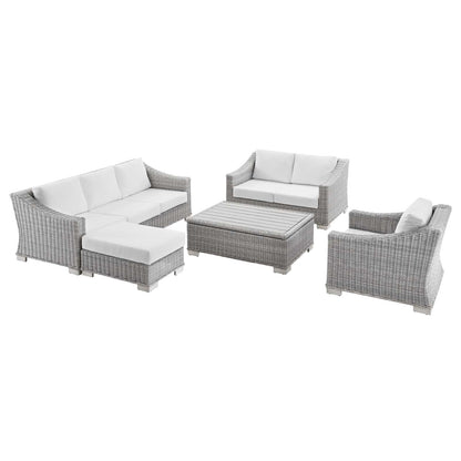 Connor 5-Piece Outdoor Patio Wicker Rattan Furniture Set in Light Gray