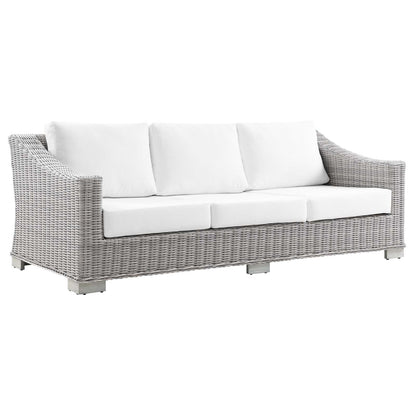 Connor 4-Piece Outdoor Patio Wicker Rattan Furniture Set in Light Gray