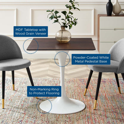 Tulip Style 28" Cherry Walnut Square Dining Table