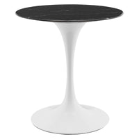 Tulip Style 28" Black Artificial Marble Dining Table