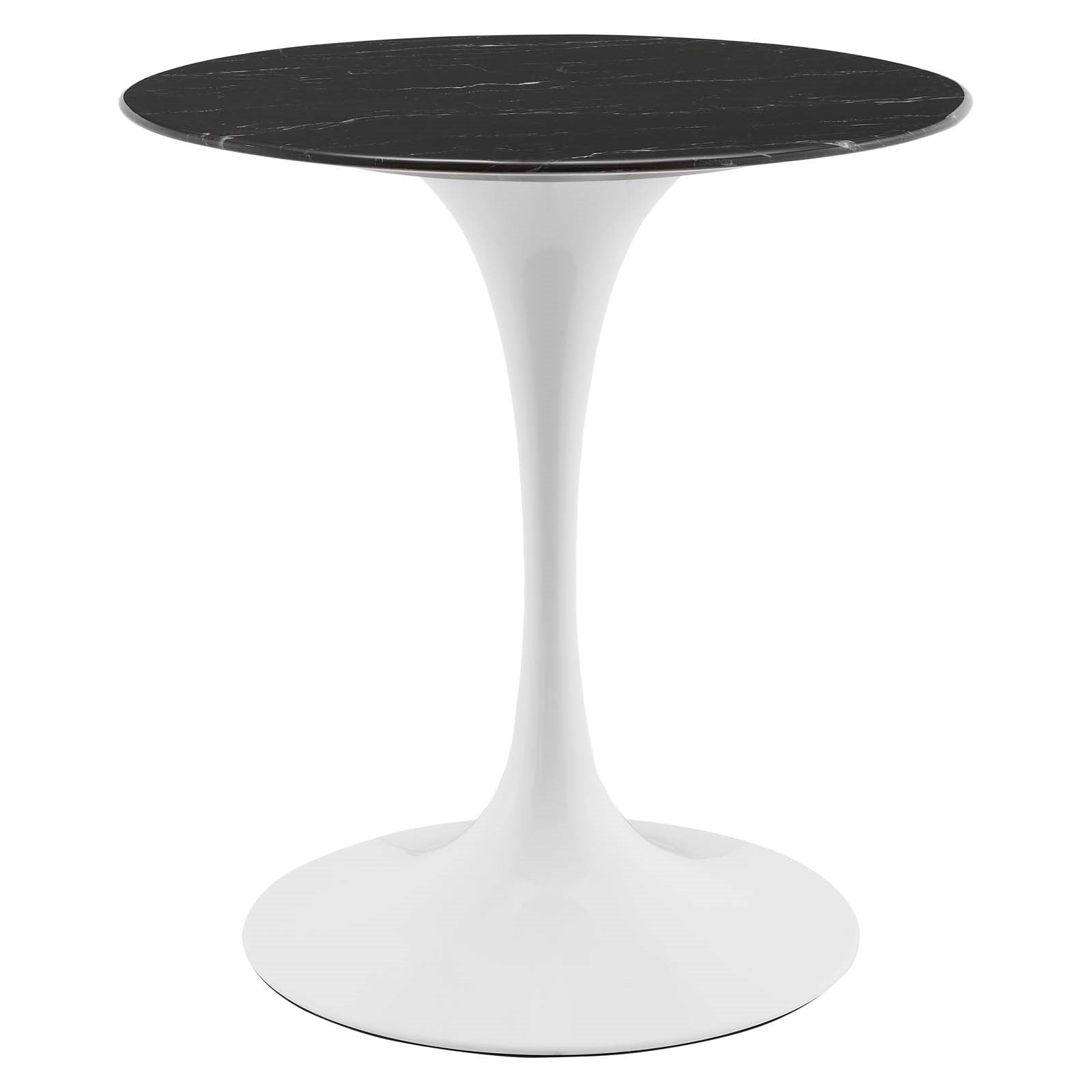 Tulip Style 28" Black Artificial Marble Dining Table