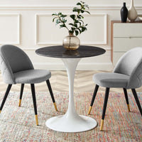 Tulip Style 28" Black Artificial Marble Dining Table