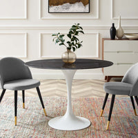 Tulip Style 42" Oval Artificial Marble Dining Table