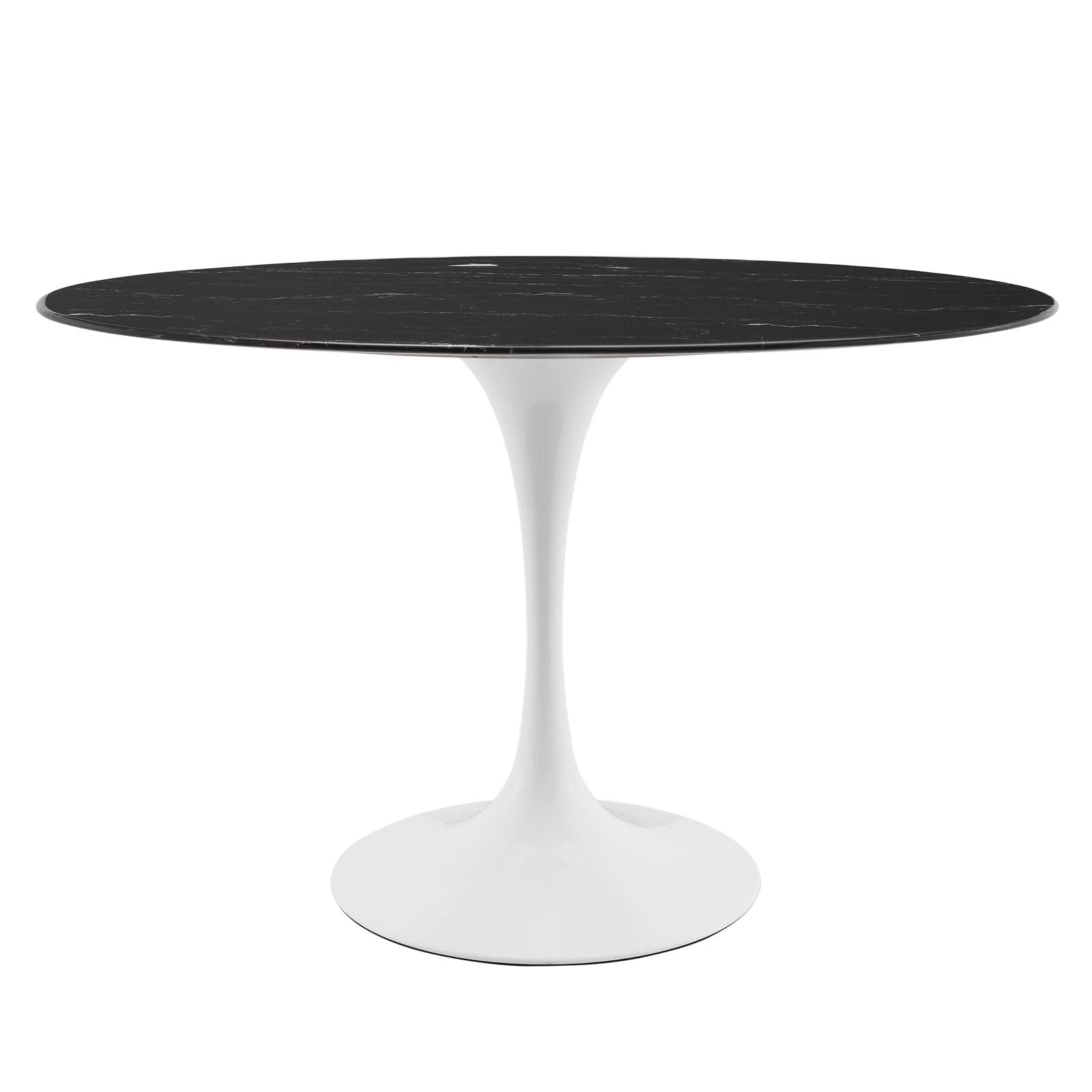 Tulip Style 48" Black Oval Artificial Marble Dining Table