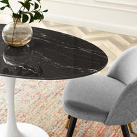 Tulip Style 48" Black Oval Artificial Marble Dining Table