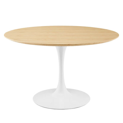 Tulip Style 47" Dining Table in White/ Natural