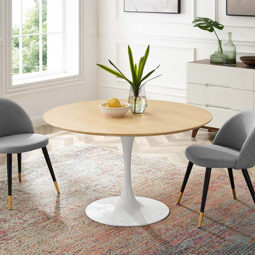 Tulip Style 47" Dining Table in White/ Natural