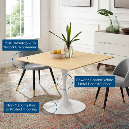 Tulip Style 40" Natural Wood Square Dining Table