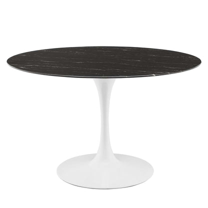 Tulip Style 47" Black Artificial Marble Dining Table