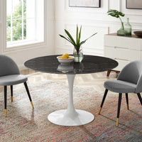 Tulip Style 47" Black Artificial Marble Dining Table
