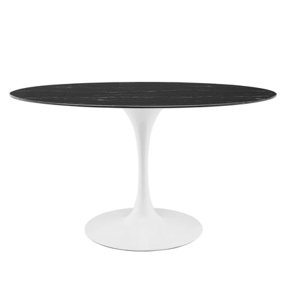 Tulip Style 54" Black Rounde Artificial Marble Dining Table