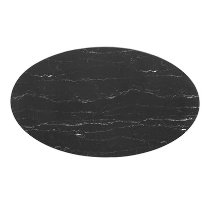 Tulip Style 54" Black Rounde Artificial Marble Dining Table