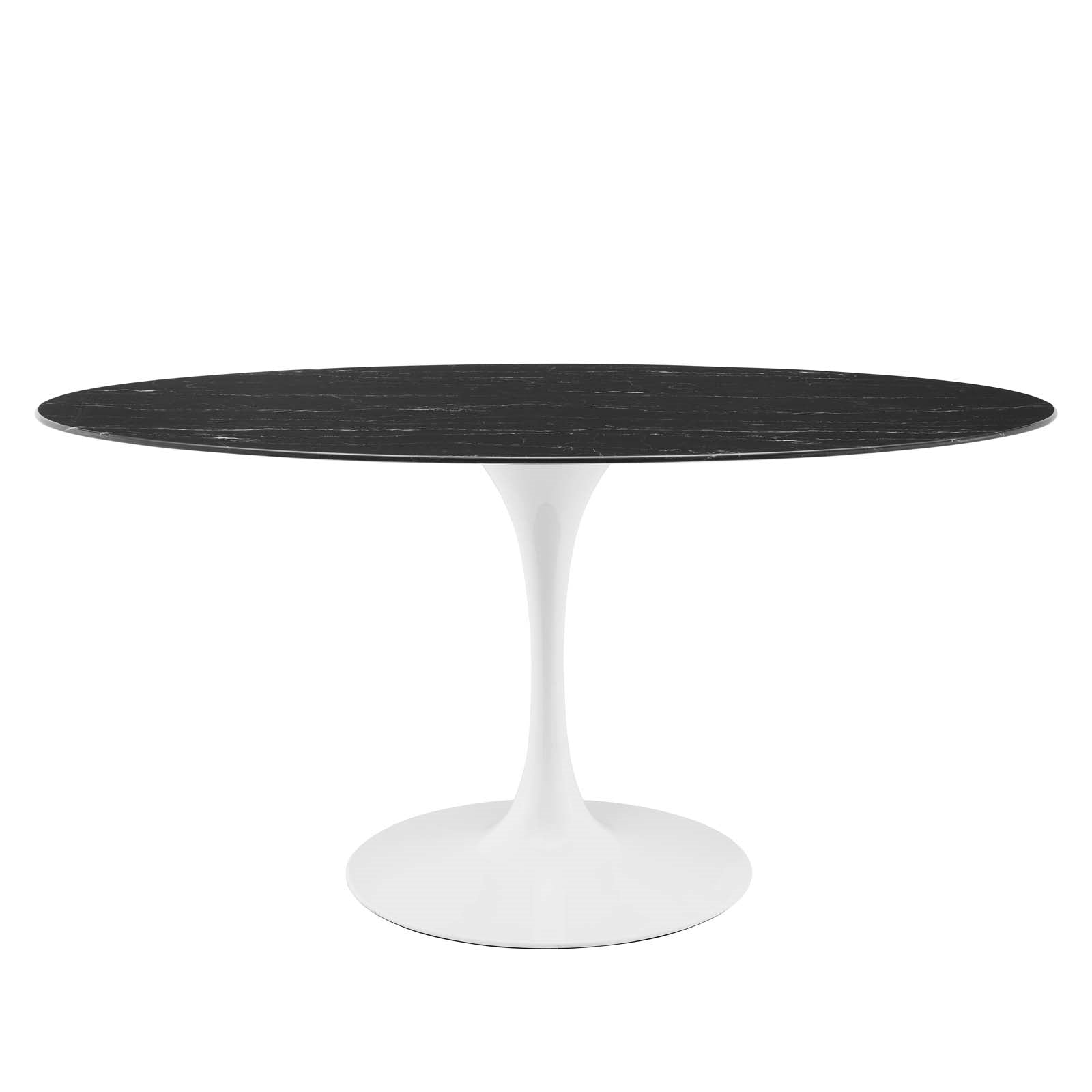 Tulip Style 60" Black Artificial Marble Dining Table