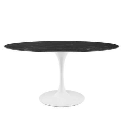 Tulip Style 60" Black Artificial Marble Dining Table