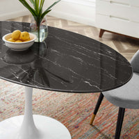 Tulip Style 60" Black Artificial Marble Dining Table
