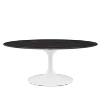 Tulip Style 42" Black Oval Artificial Marble Coffee Table