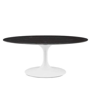 Tulip Style 42" Black Oval Artificial Marble Coffee Table