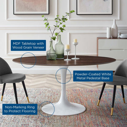 Tulip Style 60" Cherry Walnut Oval Dining Table