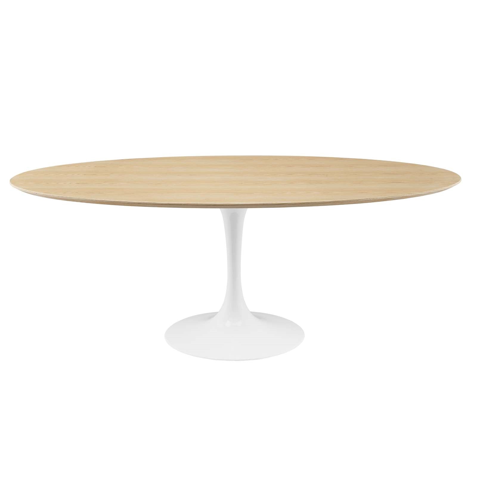 Tulip Style 78" Oval White Natural Dining Table