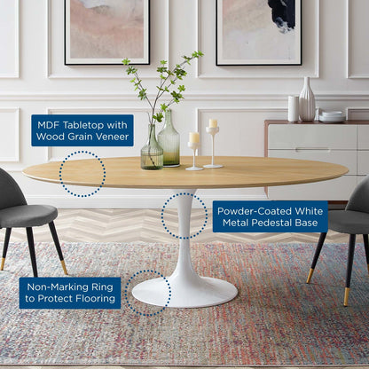 Tulip Style 78" Oval White Natural Dining Table