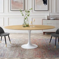 Tulip Style 78" Oval White Natural Dining Table