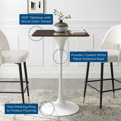 Tulip Style 28" Cherry Walnut Square Bar Table