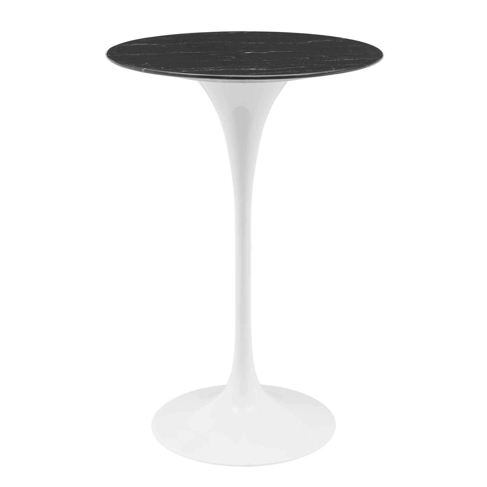 Tulip Style 28" Black Artificial Marble Bar Table