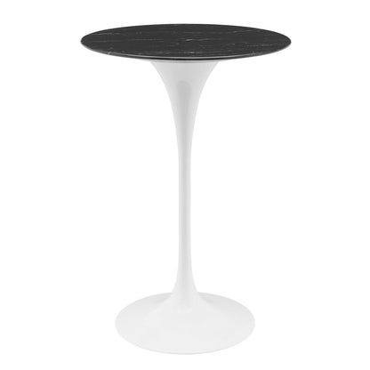 Tulip Style 28" Black Artificial Marble Bar Table
