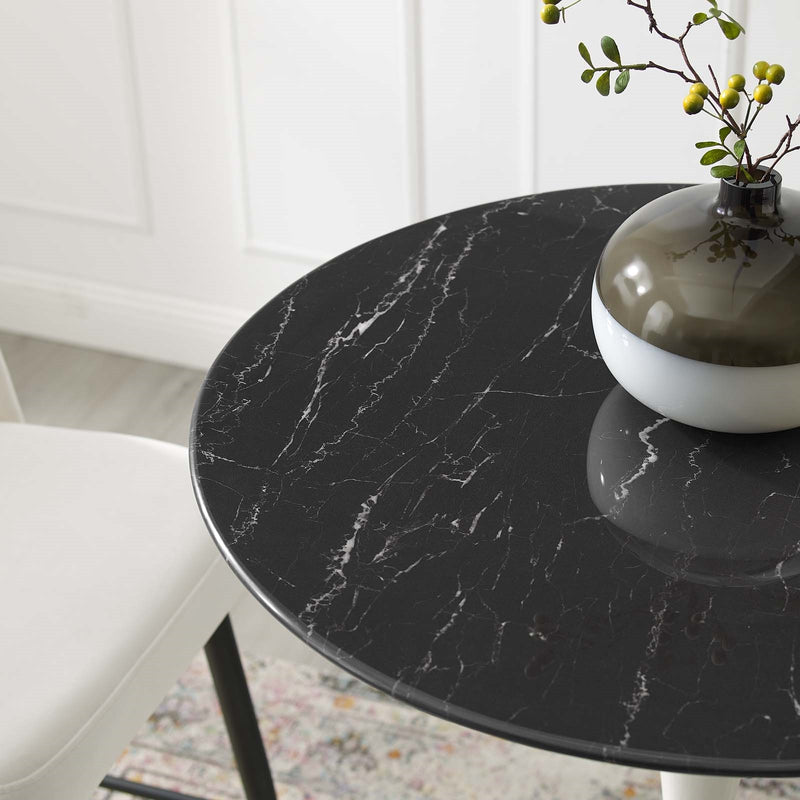 Tulip Style 28" Black Artificial Marble Bar Table