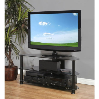 PLATEAU FL-3V 43 B BG Corner Metal and Glass 43" TV Stand - living-essentials