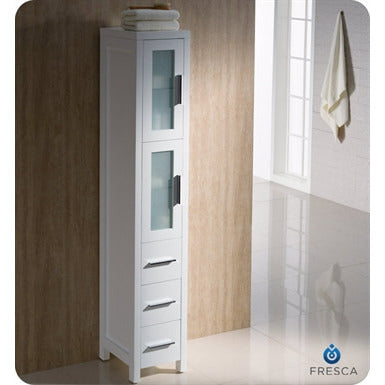 Fresca Torino 84" White Modern Double Sink Bathroom Vanity w/ 3 Side Cabinets & Integrated Sinks - living-essentials