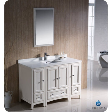 Fresca Oxford 48" Antique White Traditional Bathroom Vanity w/ 2 Side Cabinets - living-essentials