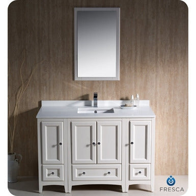 Fresca Oxford 48" Antique White Traditional Bathroom Vanity w/ 2 Side Cabinets - living-essentials